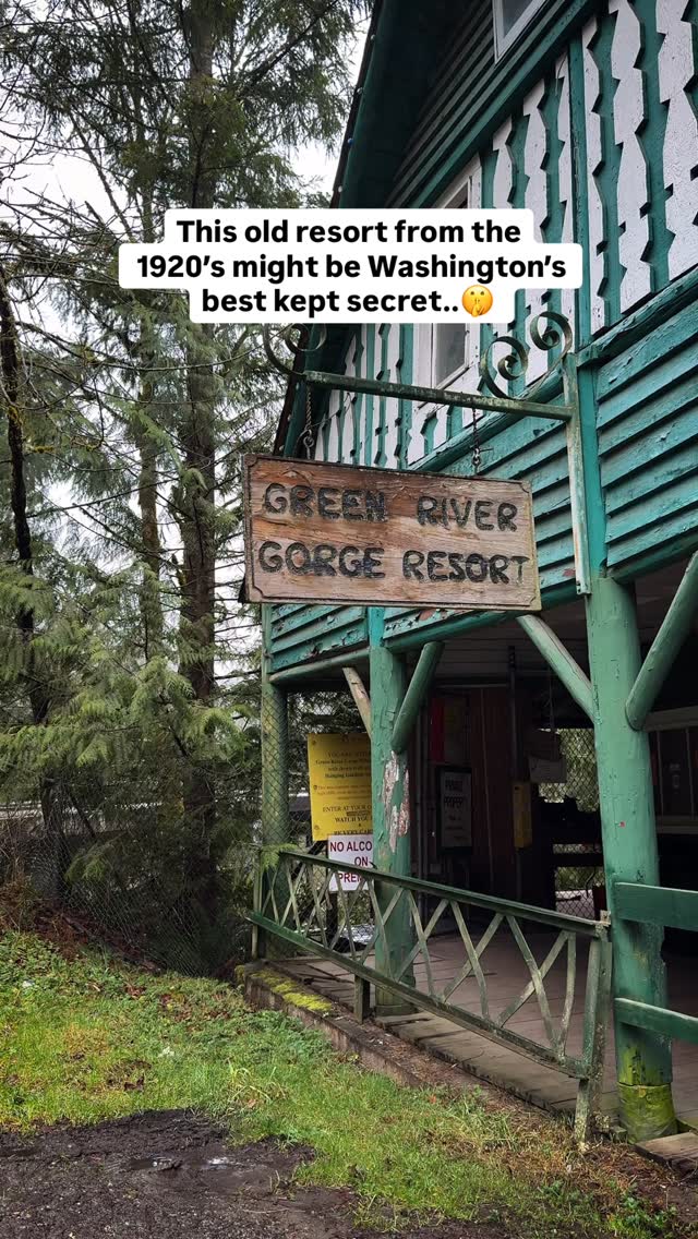Green River Gorge Resort dates back to the 1920s. Check out the bridge, walk behind a waterfall into a hidden cave...